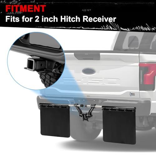 Image of PSLER 2'' Replace 00108 Hitch Mounted Mud Flaps Rock Guards for Towing for Trucks Universal for most Vehicles with Width and Height Adjustments