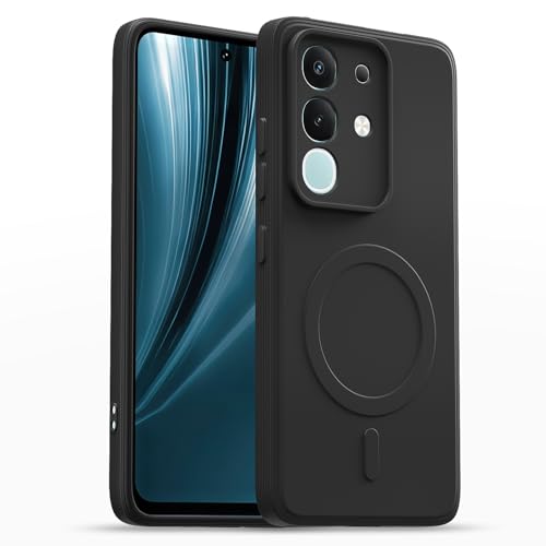 Image of Pikkme Back Cover for Vivo T4x 5G / iQoo Z10x 5G / Vivo Y31 Pro 5G Soft Matte Silicone Mag-Safe Design (Mag-Safe Not Support) Camera Protection | Slim Fit Bumper Cover (Black)
