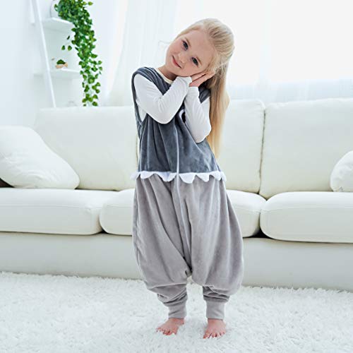 COOKY.D Gigoteuses Bébé Fille Garçon avec des Pieds Hiver Automne Pyjama, Gris, 3-5 Ans,Médium – vue 2