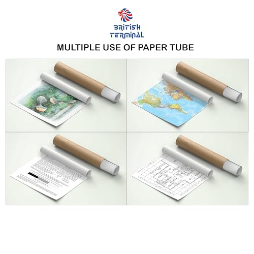 Image of Cardboard Mailing Tubes with Caps,rolled Art craft work Storage,protection,Shipping documents,maps,drawings,paintings,posters,packing,paper tube (Length: 18 inches (45 CM), 5 PCS)