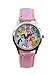 Taport® My Little Pony Montre-bracelet à quartz, en cuir rose Disney + batterie de rechange + sac cadeau