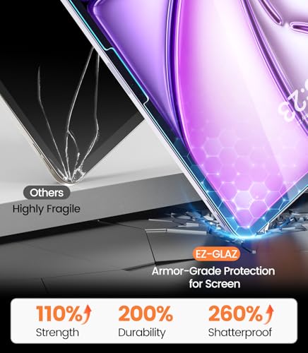 Image of EZ-GLAZ-2 Pack for iPad Air 13 Inch Screen Protector M4 /M3 /M2 (2026 /2025 /2024), Military-Grade Shatterproof, 9H+ Tempered Glass with Installation Box, Anti-Scratch, Apple Pencil Compatible, HD Clarity, Bubble Free