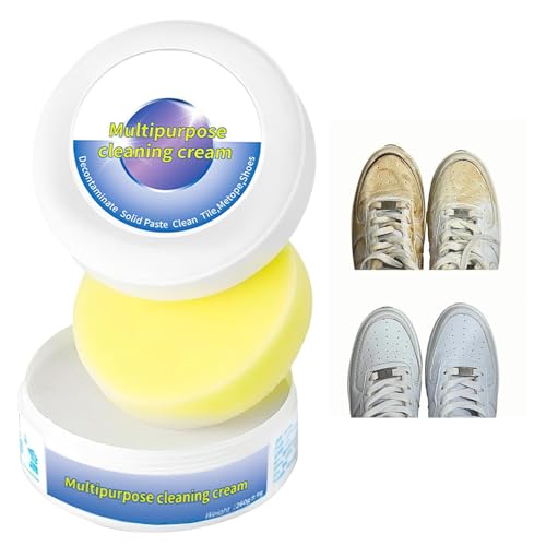 McMola White Shoe Cleaner New Multi-functional Cleaning and Stain Removal Cream White Shoes Cleaner Multipurpose Cleaning Cream All-Purpose Rinse-Free Cleaning Cream-1pc with Sponge