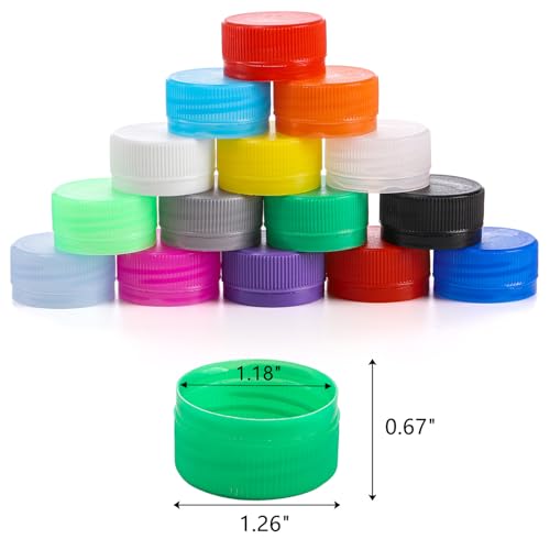 ZEAYEA 300 Pcs Plastic Bottle Caps, DIY Craft Environmental Protection Bottle Tops, Mixed Color Lids for Intelligence Development DIY Craft Scrapbook