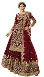 GRC Indian Salwar Kameez Ready to Wear Suit Soft Net Embroidered Lehengha Pakistani Dress for Women (XXXX-Large, Maroon)