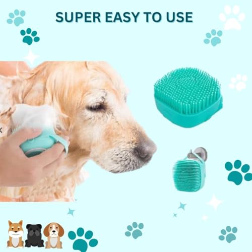 Image of Dog Grooming Combo - Bath Brush & Self-Cleaning Slicker Brush | Perfect for Large Breeds | Dog Hair Brush, Cat Brush, Dog Comb | Dog & Cat Accessories Pack of 2 - Ideal for Shedding & Massage