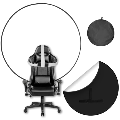 Portable Noir et Blanc Screen Chaises,57 in avec Support,2-en-1 Fond Noir et BlancPliable Double Face, clé Chrome pour la Photographie, Le Streaming, Les Jeux, Les appels vidéo et Les réunions