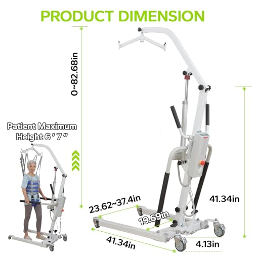 Image of 2IN1 Electric Patient Lift with StandUp Assist | 8000N Body Transfer Lift for Home Use | Wheelchair, Toilet Transfers,Rehabilitation Recovery | Elderly Disabled Mobility Aid | 2 Slings Battery Powered