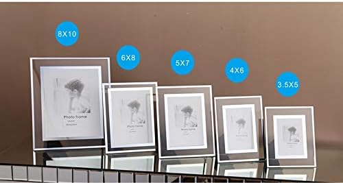 Miniatura 6 de Cq acrylic Marco de fotos de cristal de 6 x 8 pulgadas, espejo plateado para soporte de fotos en la mesa, paquete de 2