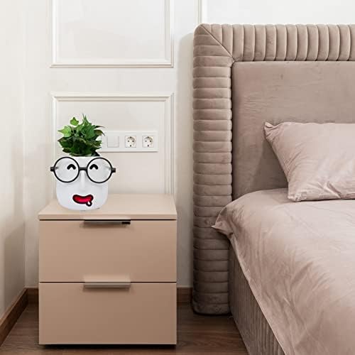 KOOYAT Succulent Plant Pot Flower Pot Coming with Marker Pen to DIY Cute Faces Pack 1 Plant Pots Indoor with Extented Nose and Ears to Hold Eyeglasses for Desk or Room Decor but Plants not Included