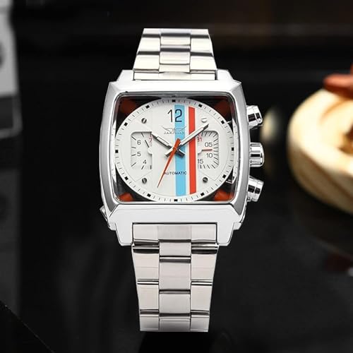 Fanmis Mens Outdoor Sports Automatic Mechanical Analog Date Day Army Silver Stainless Steel Wrist Watch