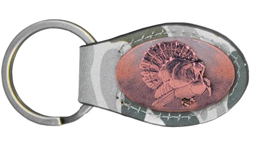 ZEP-PRO NCAA Green Old School Camo Leather Key Fob Bass Lab Deer Malla