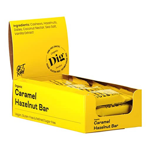 Dig Bio-Riegel Karamell-Haselnuss – Süß & Knusprig, Vegan, Glutenfrei, 12 x 42g