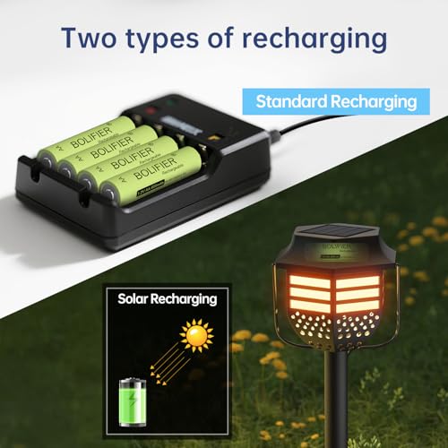 BOLIFIER Rechargeable AA Battery for Outdoor Solar Lights, 12 Pack 1.2V NiMH 600mAh Pre-Charged Double A Solar Battery for Garden Landscaping Outdoor Solar Lights (AA 600mAh Pack 12) - Image 6