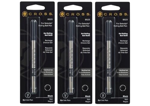 Cross 3Stück Refill für Roller mittlere Spitze schwarze Tinte