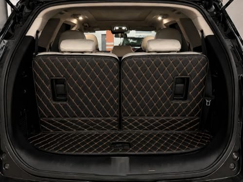 Image of Premium 7D Boot /Trunk Mats Compatible for Mahindra XEV 9s||Luxury Leather Double Layered mats||Complete Set ||100% Waterproof and Washable (Black with Golden)