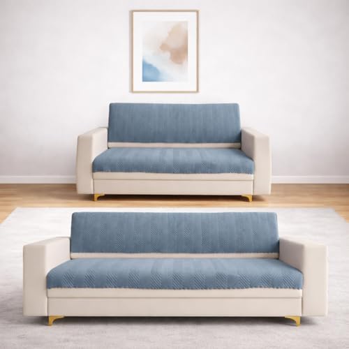 Image of Homerz Premium Velvet Sofa Cover Panel | Soft & Velvety Fabric | Rich Vibrant Colours | Sofa Protector for Living Room (Grey, 5 (3+2) Seater, Seat Cover with Backrest)