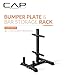CAP Barbell Olympic Bumper Plate Tree Rack with 4 Weight Plate Posts and 2 Barbell Storage Holders – Heavy-Duty Steel Gym Organizer for Olympic Plates and Bars - Black