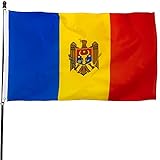 DANF Moldova Flag 3x5 Ft Thick Polyester, Fade Resistant, Brass Grommets, Canvas Header Republic of Moldova National Flags with 3 X 5 Feet