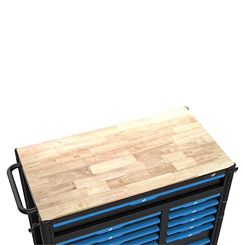 RP-TOOLS Werkstattwagen Werkzeugwagen rollbar 13 Schubladen Holzplatte – Bild 4