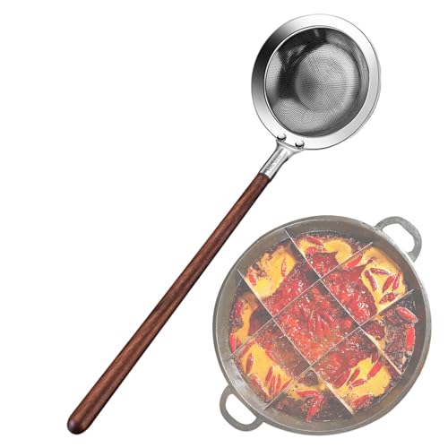 Cuchara coladora, separador de grasa de malla, con mango largo, para freír grasa, servir, cocinar, olla caliente, leche de soja, albóndigas, fideos