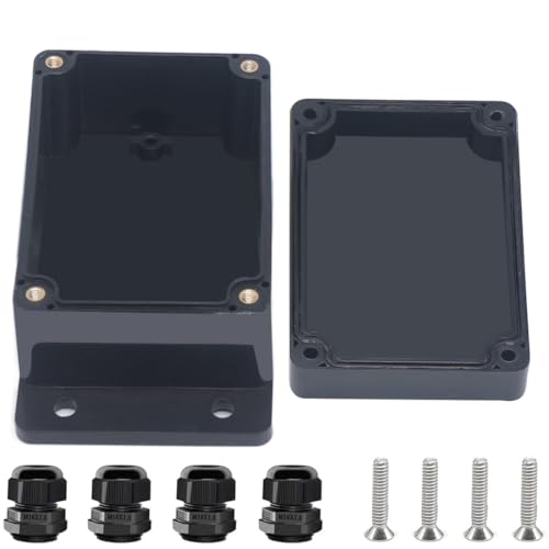 Otdorpatio Project Box ABS Black Electrical Boxes IP67 Outdoor Waterproof Junction Box Electronic with Mounting Ears Includes Cable Glands for DIY Project 3.9 x 2.7 x 2 inch (100x68x50mm)