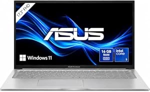 ASUS Laptop - 17, 3 Zoll FHD Display - Intel Core 3 Prozessor 100U, 6 x 4.70 GHz - 16 GB DDR4 RAM - 512 GB SSD - Intel 4K Graphics - Windows 11 Pro - MS Office - #8663