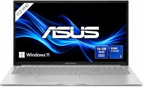 ASUS Laptop - 17,3 Zoll FHD Display - Intel Core 3 Prozessor 100U, 6 x 4.70 GHz - 16 GB DDR4 RAM - 512 GB SSD - Intel 4K Graphics - Windows 11 Pro - MS Office - #8663