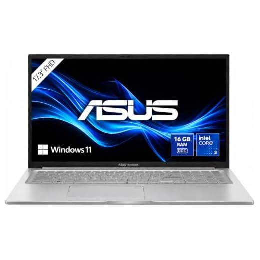 ASUS Laptop - 17,3 Zoll FHD Display - Intel Core 3 Prozessor 100U, 6 x 4.70 GHz - 16 GB DDR4 RAM - 512 GB SSD - Intel 4K Graphics - Windows 11 Pro - MS Office - #8663