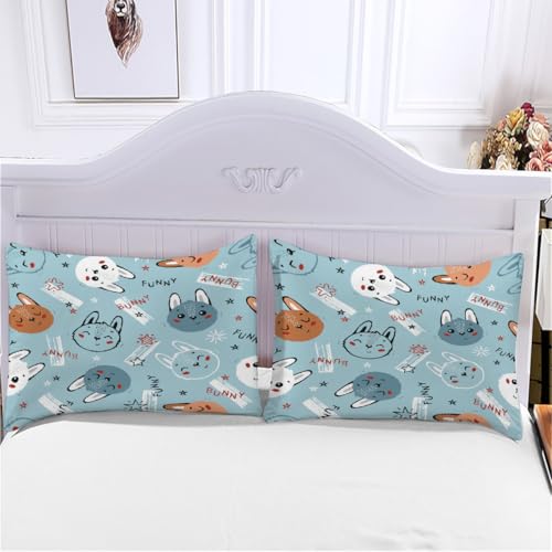 Housse de couette lapin 200x200 cm avec 2 taies d'oreiller microfibre - 8