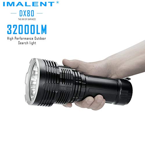 Torche IMALENT DX80 32000 Lumens CREE XHP70 LED de 2ème génération, lampe de poche rechargeable avec écran OLED, torche à main avec interrupteur latéral pour promener le chien