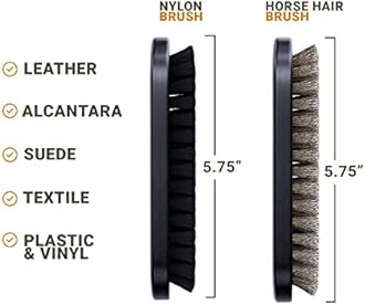 Premium Horse Hair Leather Brushes Set for Car Detailing, Furniture & Upholstery - Professional Horsehair Cleaning Brush for Couch, Car Seats, Alcantara & Interior Surfaces