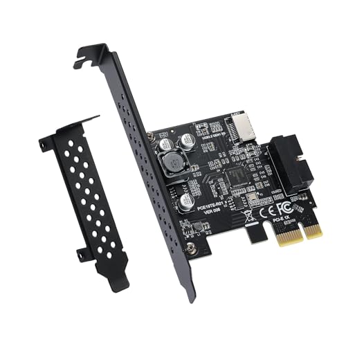 YABOANG PCIE USB3.2 GEN1 Type-E Expansion Card, PCI Express 1X to 20Pin Front Panel Type C Connector (A key) & 19Pin Socket, 5Gbps PCIE USB Adapter with D720201 Chip for Windows XP/11/10/8/7 LINUX