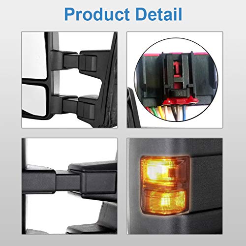 Eccpp Towing Mirror, Left Driver Side Exterior Automotive Mirror With Power Heated Turn Signal Convex Glass Manual Folding Telescoping Fit For Ford For F250 For F350 For F450 For F550 Super Duty #TOP5