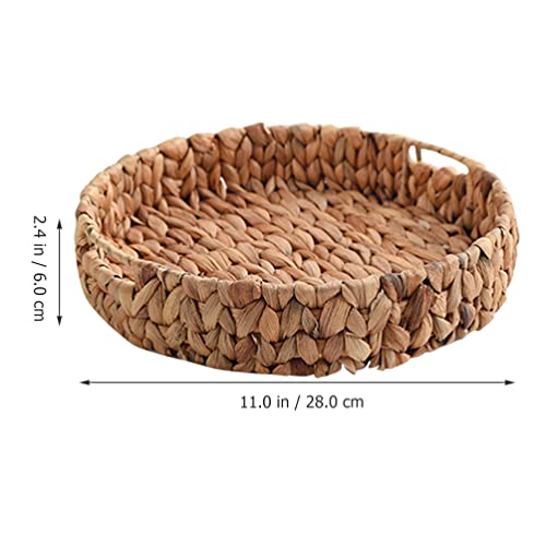 Zerodeko Grass Weaving Tray Woven Seagrass Tray Wicker Serving Tray Fruit Bread Snack Candy Nut Storage Basket For Breakfast Bread Fruit Coffee Table #TOP5