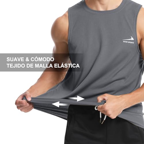 Camiseta sin Mangas para Hombre, para Correr, Gimnasio, Secado rápido, Camiseta Deportiva Gris L