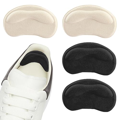4 PCS Heel Cushion Pads Heel Cushion Pads Self-Adhesive Heel Grips Inserts for High Heels Running Shoes etc.Ensure That They Stay Safe in Various Activities Such as Shopping etc(Black and Skin Tone)