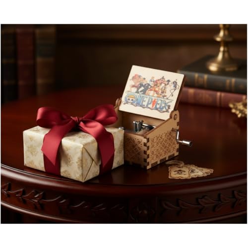 Image of Offo Hand Crank Wooden Music Box - One Piece Theme Tune | Premium Vintage Anime Gift for Kids, Collectors, Boys & Girls | Elegant Gift for One Piece Fans & Loved Ones