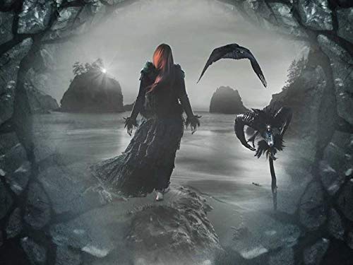 Rahmen-Kunst Toile sur Cadre  Babette : Afar Image Toile Frau Lac Paysage Fantastique Gothique - 35x45 cm