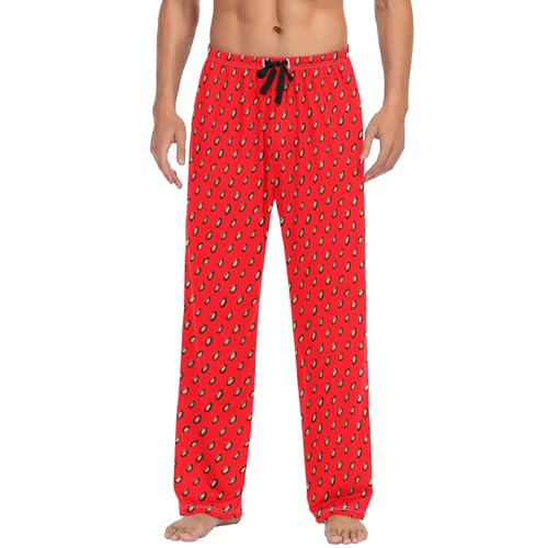 Men's Black Seeds Pajama Pants with Pockets - Straight Fit Cotton Sleep Bottoms for Lounge & Nightwear#4092