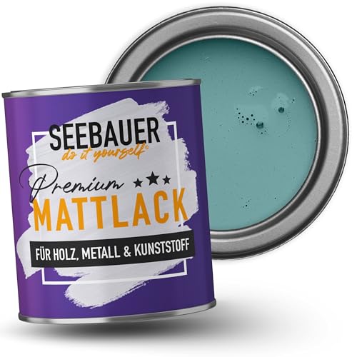 SEEBAUER diy Mattlack Türkis 375ml für Innen & Außen (No. 779 Tourqoise Dream) Möbelfarbe ohne Schleifen - Hybrid-Lack für Holz, Metall, Kunststoff - Holzlack, Möbellack hohe Deckkraft
