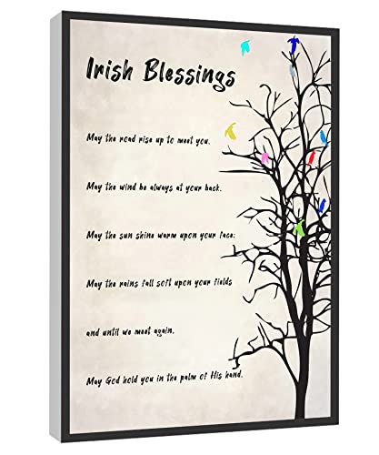 Irish Blessings Wall Art May The Road Rise Up To Meet You Print Poster Ireland Poems Gifts Canvas Wall Art For Home Office Framed Ready to Hang 24"x36"