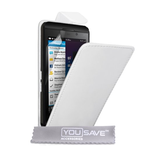 Yousave Accessories BL-BB01-Z061 Etui en Cuir pour Blackberry Z10 Blanc Cover