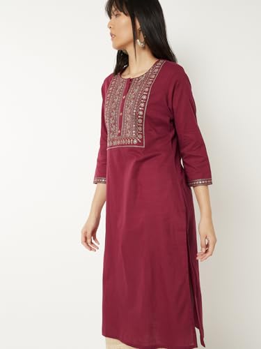 Image of Max Women's Cotton Blend Regular Fit Casual Kurta
