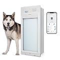 Power Pet Automatic ROLL UP Door by High Tech Pet Brand - Motorized Panel Rolls Up - Pet Operated - Remote App Control - 24/7 Exit & Entry Timers (Wall Mount, Large)