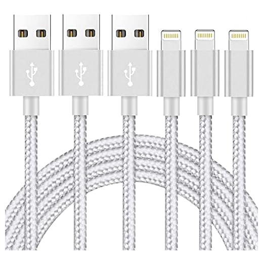 Ximytec iPhone Charger Cable [Mfi-Certified] 3Pack 10ft Nylon Braided High Speed USB Charging Cord Compatible with iPhone 12/11/XS/XR/X/8/7/6/5/iPad-SilverGray