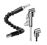 Electric Corner Drill Attachment Bit Holder Socket Extension Set 105 Degree Angle Drill Adapter Hexagon Handle Screwdriver Tool Black Universal Flexible Shaft Bending Tools 1/4 Extension Holder