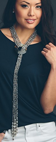 HinsonGayle 'Cleopatra' 6-Strand Silver Gray Cultured Freshwater Pearl & Shell Lariat Y Necklace-35 in Length - Image 4