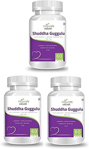 TYU Velvet Pure Extract Shuddha Guggulu 500mg - 60 Capsules Pack of 3