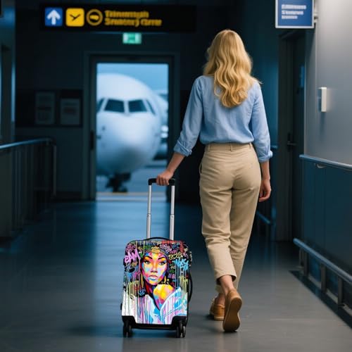 Image of WUJIAONIAO Travel Luggage Cover Baggage Suitcase Cover Protector Skins 18-32 Inch, Graffiti A8, S (for 18--20 inch luggage), Fashion